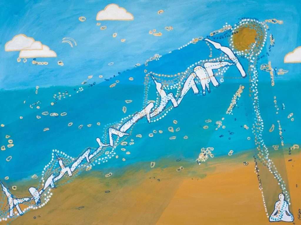 sun salutation energy art yoga movement beach grounding solar vitality painting