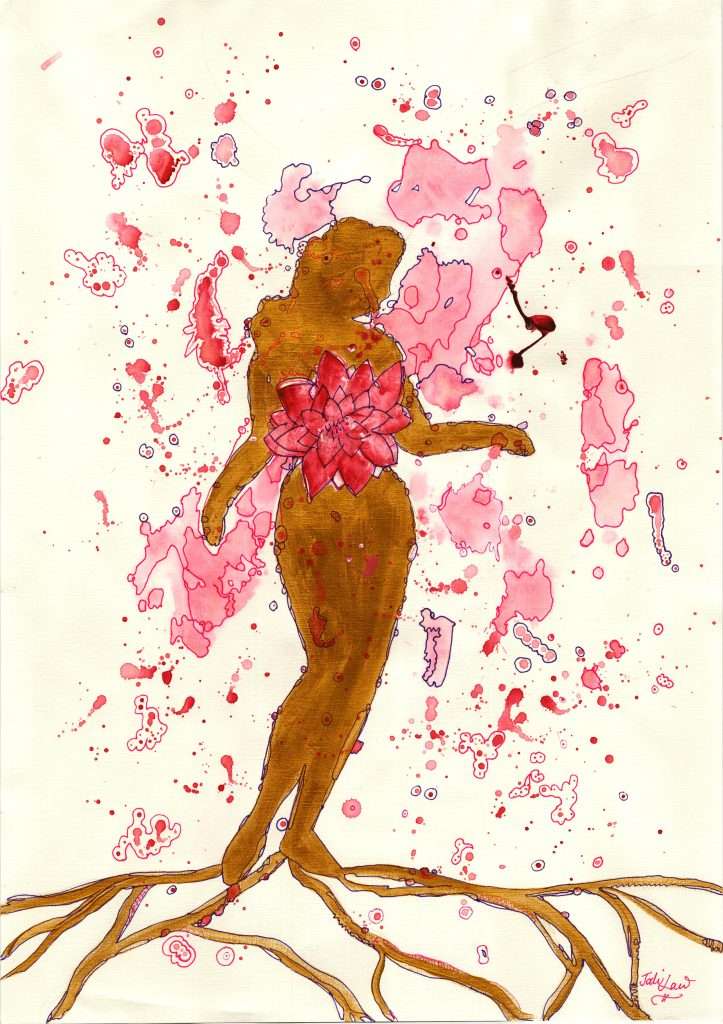 feminine energy healing art yin energy lotus heart chakra painting spiritual feminine artwork