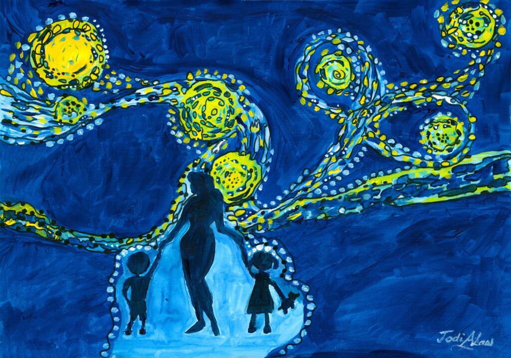 healing art for growth and letting go motherhood children transition awe and wonder painting