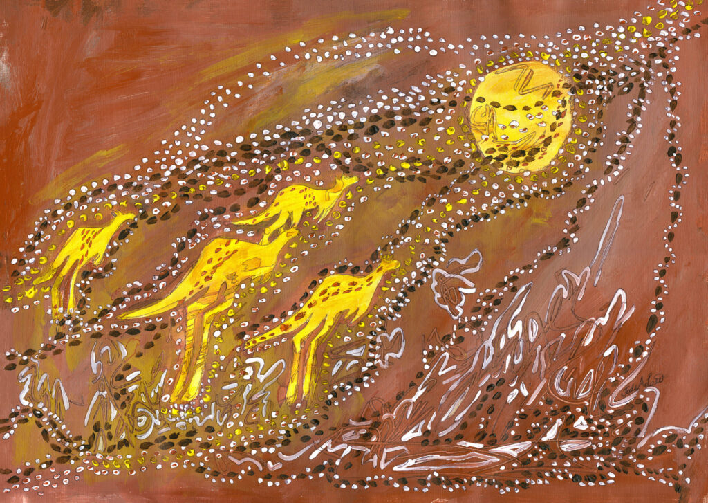 Australian spirit of place energy art kangaroo dreaming painting red earth landscape energy art